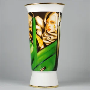 Wazon porcelanowy dekoracja „Autoportret w Zielonym Bugatti” – Tamara de Lempicka – Porcelana Ćmielów